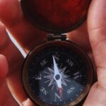 hand holding compass